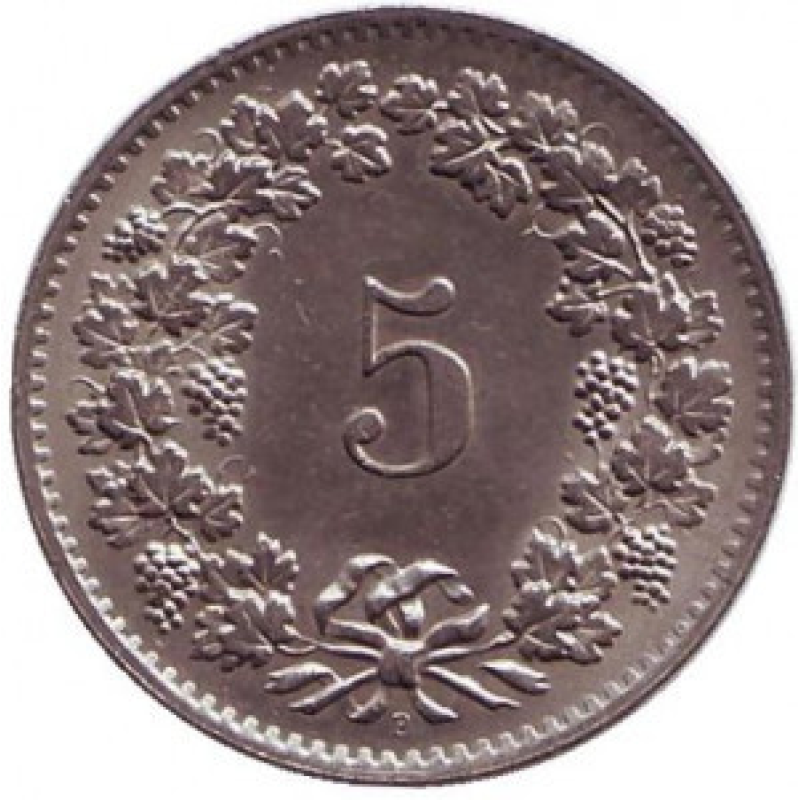 Монета 5 раппенов. 1964,69,71,76 рік, Швейцарія. Монета 5 раппенов. 1964,69,71,76 рік, Швейцарія.