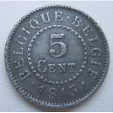 Монета 5 сантимів. 1915,16 рік, Бельгія.