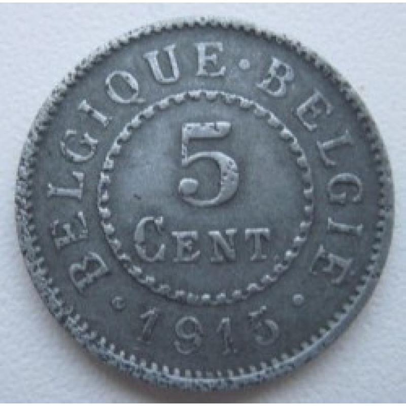 Монета 5 сантимів. 1915,16 рік, Бельгія. Монета 5 сантимів. 1915,16 рік, Бельгія.