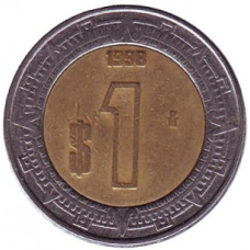 Монета 1 песо. 1996-2011 рік, Мексика. (БД)