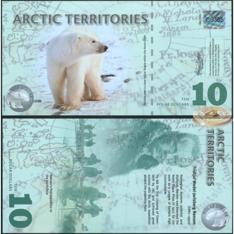 Арктика / Arctic territories 10 dollars 2010 UNC Арктика / Arctic territories 10 dollars 2010 UNC