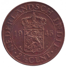 Монета 2,5 цента. 1945 рік, Нідерландська Індія.