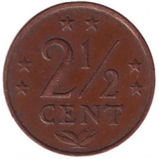 Монета 2,5 цента. 1971 рік, Нідерландські Антильські острови.
