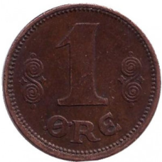 Монета 1 ері. 1915,17,23 рік, Данія.