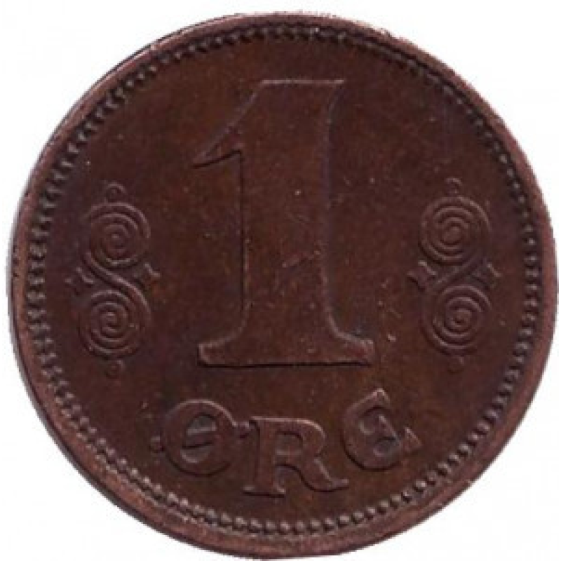 Монета 1 ері. 1915,17,23 рік, Данія. Монета 1 ері. 1915,17,23 рік, Данія.