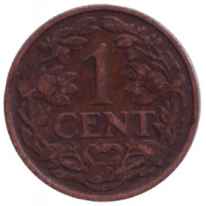 Монета 1 цент. 1918,25,27,28 рік, Нідерланди.