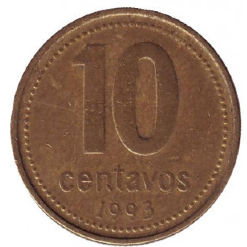 Монета 10 сентаво. 1993 рік, Аргентина..(АМ)