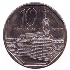 Фортеця Реаль-Фуерса. (Замок королівської мощі). Монета 10 сентаво. 1994-2018 рік, Куба. (БС)