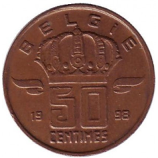 50 сантимів. 1994-2001 рік, Бельгія.