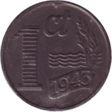 Монета 1 цент. 1943 рік, Нідерланди.