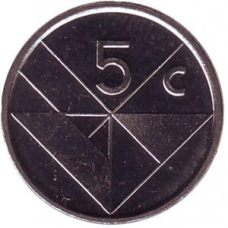 Монета 5 центів. 1988,94,95 рік, Аруба.(у холдере)