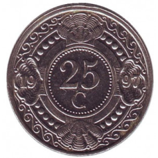 Квітка апельсинового дерева. Монета 25 центів. 1997,92,89,90,91,99 рік, Нідерландські Антильські острови.