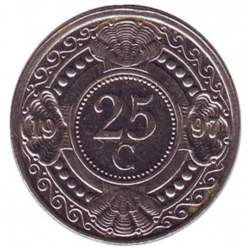 Квітка апельсинового дерева. Монета 25 центів. 1997,92,89,90,91,99 рік, Нідерландські Антильські острови. Квітка апельсинового дерева. Монета 25 центів. 1997,92,89,90,91,99 рік, Нідерландські Антильські острови.
