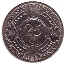 Квітка апельсинового дерева. Монета 25 центів. 2004,07,08,09,10,12 рік, Нідерландські Антильські острови.