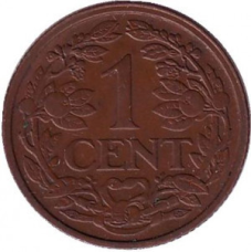 Монета 1 цент. 1937 рік, Нідерланди.
