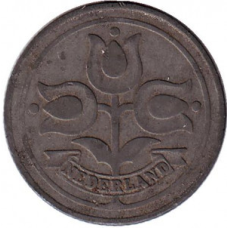 Монета 10 центів. 1941,42 рік, Нідерланди.