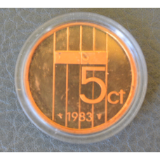 Монета 5 центів. 1983 рік, Нідерланди. (капсула) ПРУФ