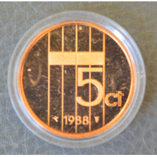 Монета 5 центів. 1988 рік, Нідерланди. (капсула) ПРУФ