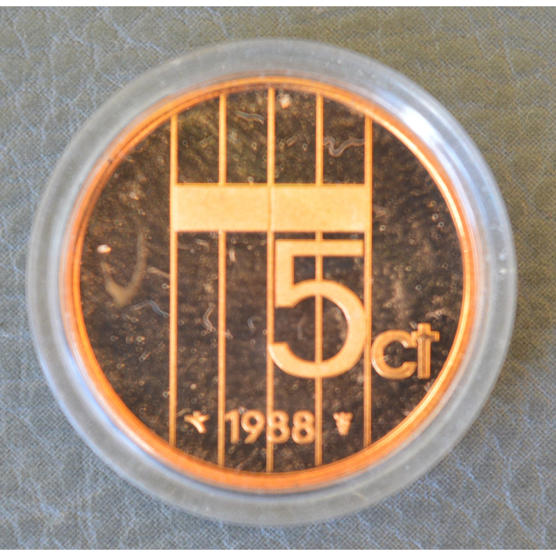 Монета 5 центів. 1988 рік, Нідерланди. (капсула) ПРУФ Монета 5 центів. 1988 рік, Нідерланди. (капсула) ПРУФ
