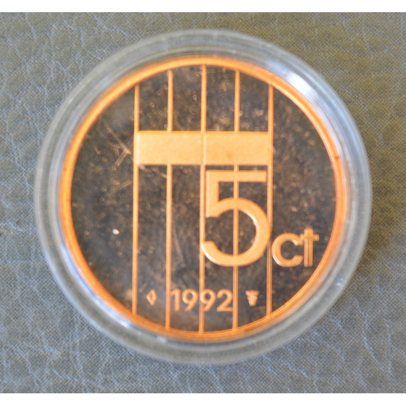 Монета 5 центів. 1992 рік, Нідерланди. (капсула) ПРУФ Монета 5 центів. 1992 рік, Нідерланди. (капсула) ПРУФ