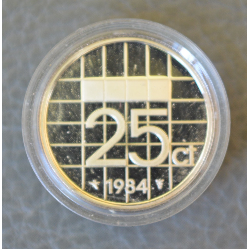 Монета 25 центів. 1984 рік, Нідерланди. (капсула) ПРУФ Монета 25 центів. 1984 рік, Нідерланди. (капсула) ПРУФ