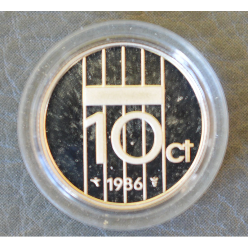 Монета 10 центів. 1986 рік, Нідерланди. (капсула) ПРУФ Монета 10 центів. 1986 рік, Нідерланди. (капсула) ПРУФ