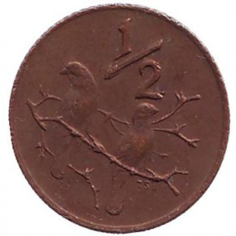 Горобці. Монета 1/2 цента. 1970 рік, ПАР. (БЖ) Горобці. Монета 1/2 цента. 1970 рік, ПАР. (БЖ)