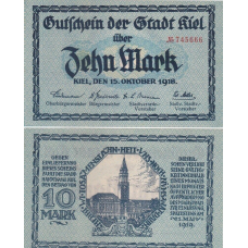 Germany / Notgeld Kiel Німеччина - 10 Mark 15.10. 1918 aUNC