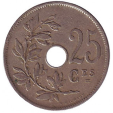 25 сантимів. 1928 рік, Бельгія. (Belgique)