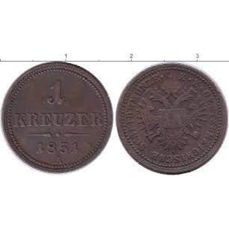 Австрія 1 крейцер, 1851год, Австро-Угорська імперія. (Г) Австрія 1 крейцер, 1851год, Австро-Угорська імперія. (Г)