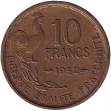 10 франків. 1952 рік, Франція.