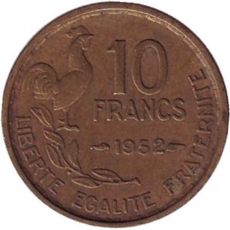 10 франків. 1952 рік, Франція. 10 франків. 1952 рік, Франція.
