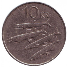 Риби. Монета 10 крон, 1984,96,08 рік, Ісландія. (АЛ)