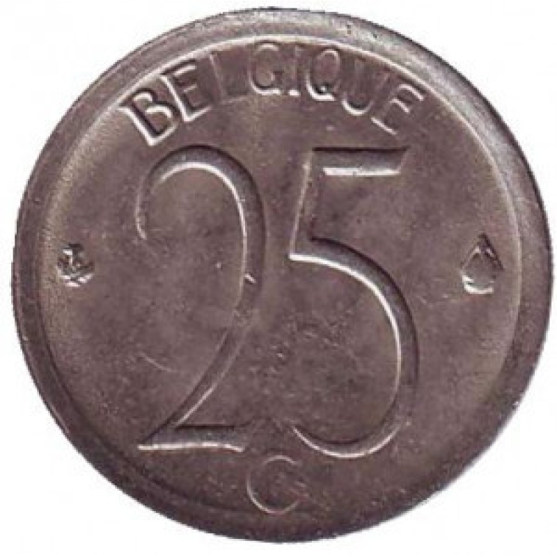 25 сантимів. 1948-93 рік, Бельгія. (Belgique) 25 сантимів. 1948-93 рік, Бельгія. (Belgique)