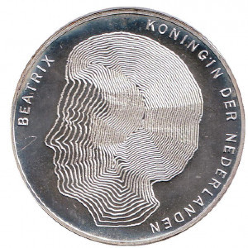 100 років правлінню корольов. Монета 50 гульденів. 1990 рік, Нідерланди.