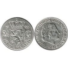 Монета Нідерланди 2,5 гульдена 1960,61 г. сріблом
