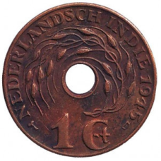 Монета 1 цент. 1945 рік, Нідерландська Індія. (“D“ - Денвер)