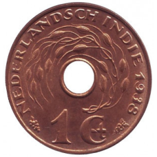Монета 1 цент. 1938 рік, Нідерландська Індія.