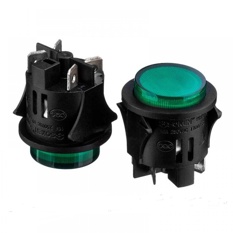 Натискна Кнопка PS-18-16, OFF-ON, 220V, зелений Натискна Кнопка PS-18-16, OFF-ON, 220V, зелений