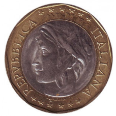 Європейський союз. Монета 1000 лір. 1997-98 рік, Італія.