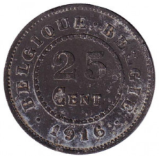 25 сантимів. 1916 рік, Бельгія.