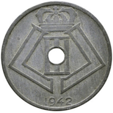 25 сантимів. 1942 рік, Бельгія. (Belgique-Belgie)