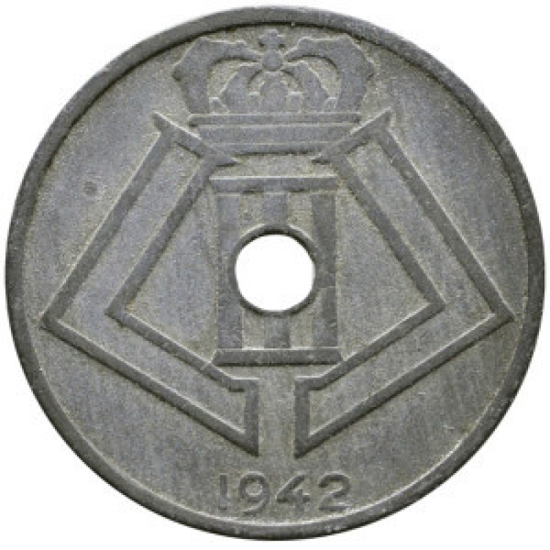 25 сантимів. 1942 рік, Бельгія. (Belgique-Belgie) 25 сантимів. 1942 рік, Бельгія. (Belgique-Belgie)