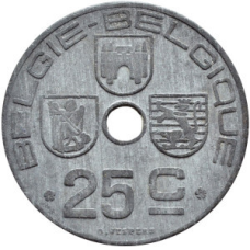 25 сантимів. 1945 рік, Бельгія.