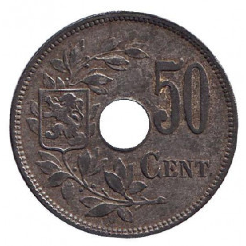 50 сантимів. 1918 рік, Бельгія. 50 сантимів. 1918 рік, Бельгія.