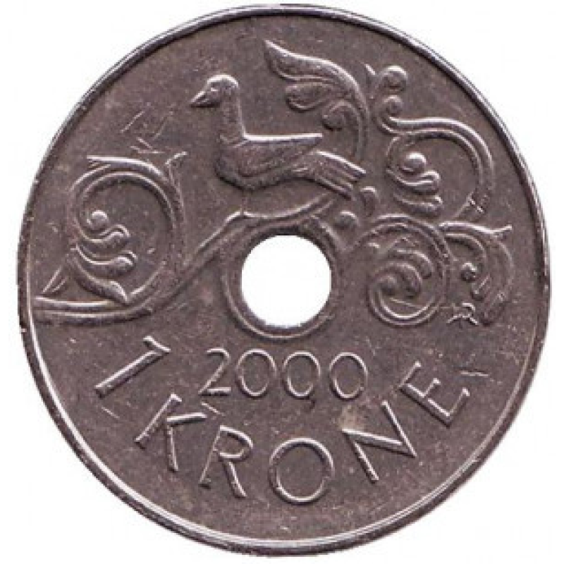 Птах на виноградній лозі. Монета 1 крона. 2000,03,1999 рік, Норвегія. (БД) Птах на виноградній лозі. Монета 1 крона. 2000,03,1999 рік, Норвегія. (БД)