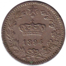 Монета 20 чентезимо. 1894 рік , Італія.