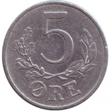 Монета 5 ері. 1941 рік, Данія. (В)