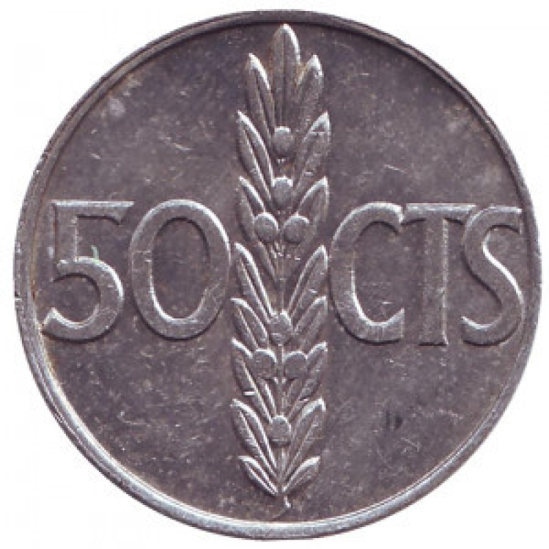 Монета 50 сантимів. 1966 рік, Іспанія.(Г) Монета 50 сантимів. 1966 рік, Іспанія.(Г)