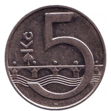 Монета 5 крон. 1993 рік, Чехія. (АС)